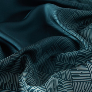 ipekevi - Petrol Qufi Pattern Silk Twill Scarf (1)