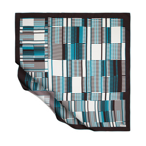 ipekevi - ايشارب حرير تويل تصميم هندسي لون أخضر بترولي