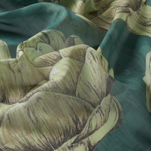 Pine Green Artichoke Blossom Cotton Scarf