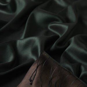 Pine Green Brown Reversible Silk Scarf - Thumbnail