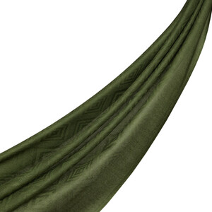 Pine Green Diamond Wool Silk Scarf - Thumbnail