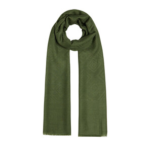 Pine Green Diamond Wool Silk Scarf - Thumbnail