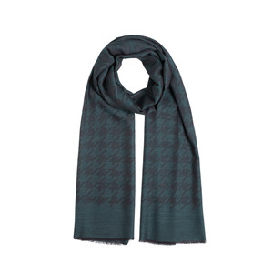 Pine Green Houndstooth Patterned Scarf - Thumbnail