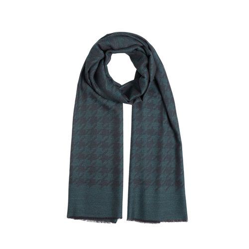Pine Green Houndstooth Patterned Scarf