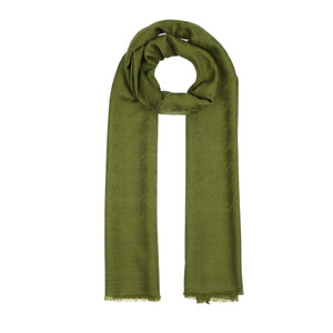 ipekevi - Pine Green Houndstooth Patterned Wool Silk Scarf (1)