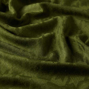 Pine Green Houndstooth Patterned Wool Silk Scarf - Thumbnail