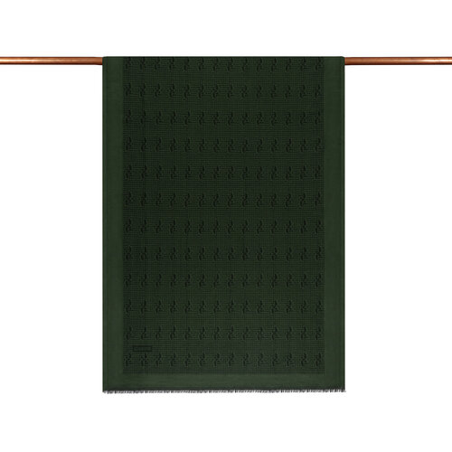 Pine Green IE Monogram Cotton Silk Scarf