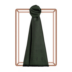Pine Green IE Monogram Cotton Silk Scarf - Thumbnail