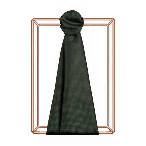 Pine Green IE Monogram Cotton Silk Scarf