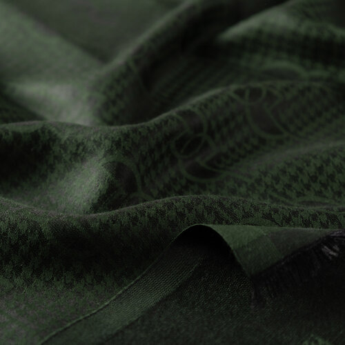 Pine Green IE Monogram Cotton Silk Scarf