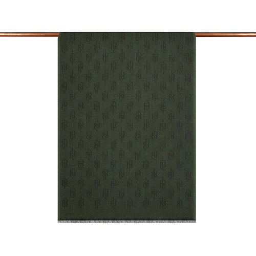 Pine Green IE Monogram Wool Silk Scarf