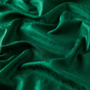 Pine Green Leopard Jacquard Silk Scarf - Thumbnail