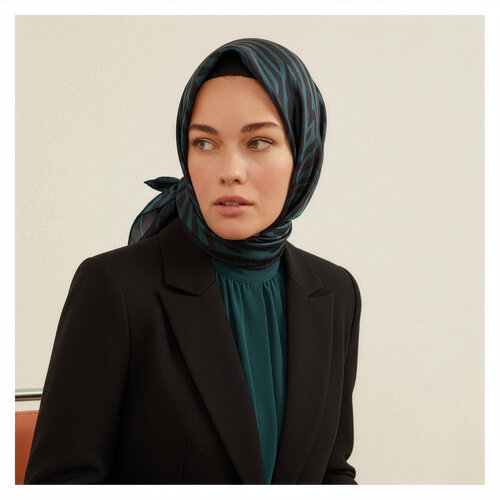 Pine Green Macro Zebra Print Silk Twill Scarf