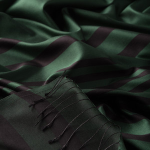 ipekevi - Pine Green Meridian Striped Silk Scarf (1)