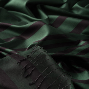 Pine Green Meridian Striped Silk Scarf - Thumbnail