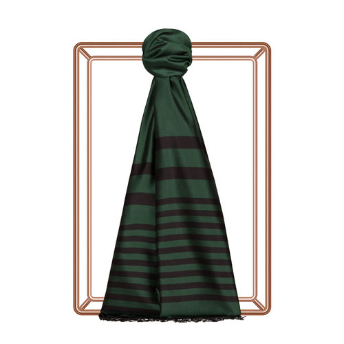 Pine Green Meridian Striped Silk Scarf
