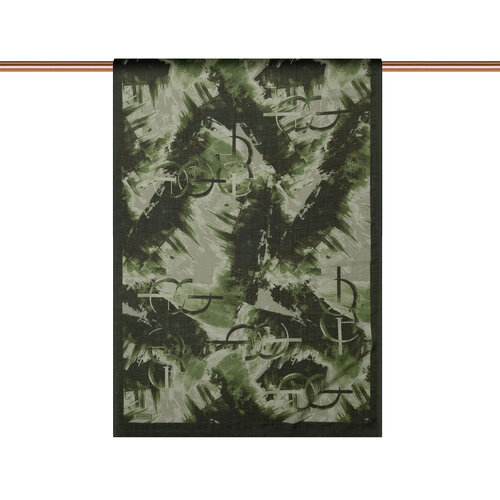 Pine Green Mono Brush Print Tencel Scarf 