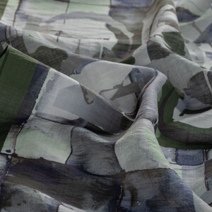Pine Green Mono Mosaic Print Tencel Scarf - Thumbnail