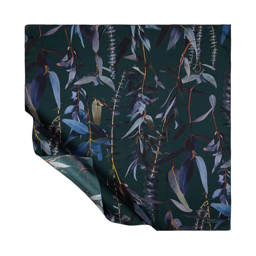 Pine Green Notes of Nature Print Silk Twill Scarf