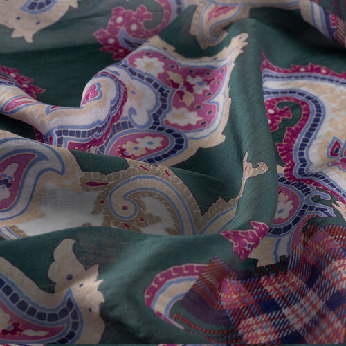 Pine Green Patchwork Patterned Tencel Scarf