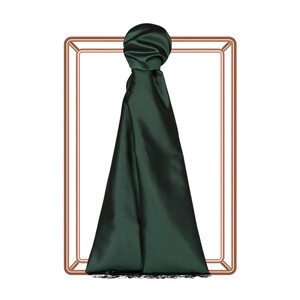 Pine Green Plain Silk Scarf - Thumbnail