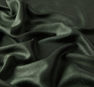Pine Green Plain Wool Silk Scarf - Thumbnail