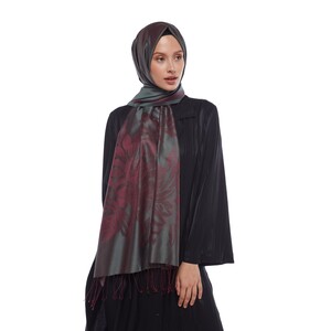 Pine Green Royal Garden Jacquard Silk Scarf - Thumbnail