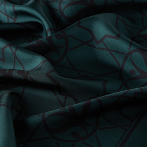 ipekevi - Pine Green Seljuk Monogram Silk Twill Scarf (1)