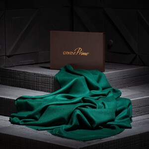 Pine Green Wool Silk Scarf - Thumbnail