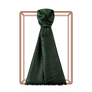 ipekevi - Pine Green Zebra Jacquard Silk Scarf