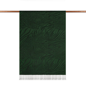 ipekevi - Pine Green Zebra Jacquard Silk Scarf (1)