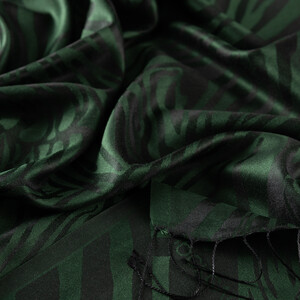 Pine Green Zebra Jacquard Silk Scarf - Thumbnail