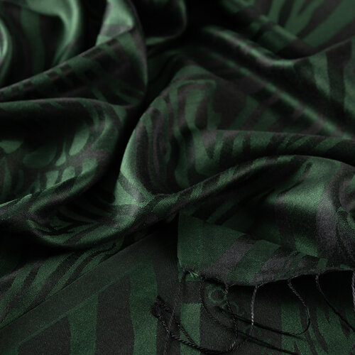 Pine Green Zebra Jacquard Silk Scarf