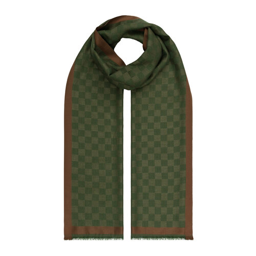 Pine Scent Checkered Wool Silk Scarf
