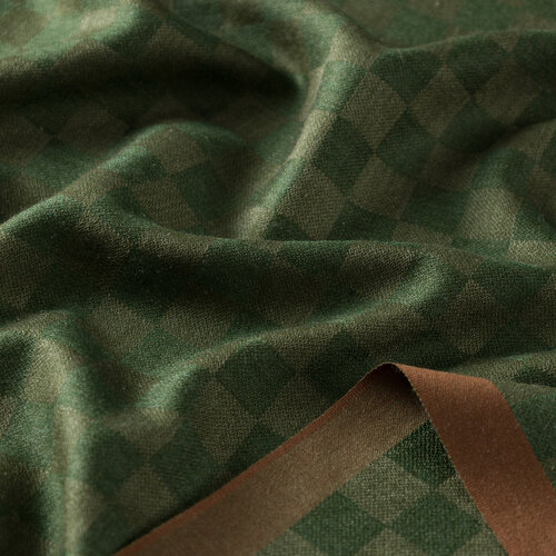 Pine Scent Checkered Wool Silk Scarf