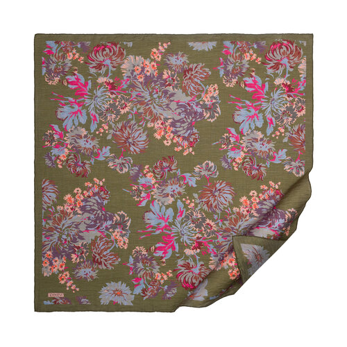 Pine Scent Chrysanthemum Print Tencel Scarf