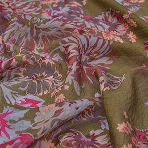 Pine Scent Chrysanthemum Print Tencel Scarf - Thumbnail