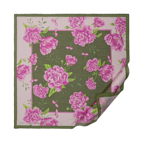 Pine Scent Peony Print Tencel Scarf
