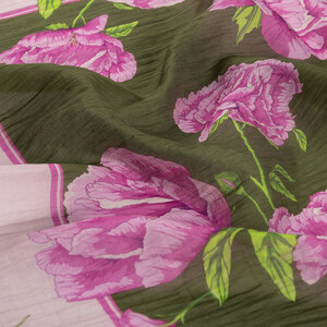 Pine Scent Peony Print Tencel Scarf - Thumbnail