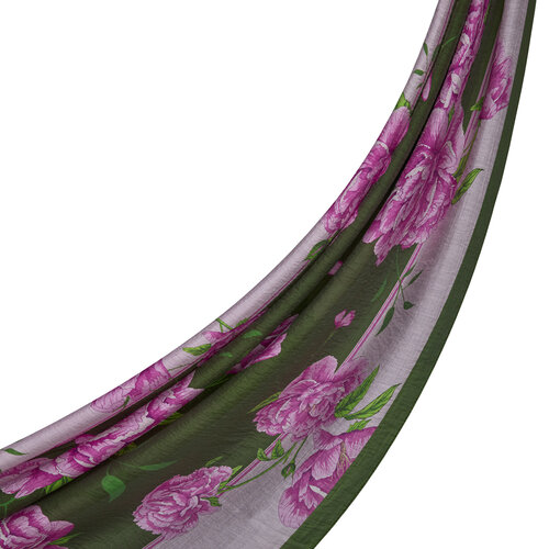 Pine Scent Peony Print Tencel Scarf
