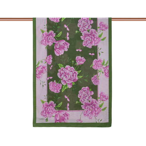Pine Scent Peony Print Tencel Scarf