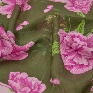 Pine Scent Peony Print Tencel Scarf - Thumbnail