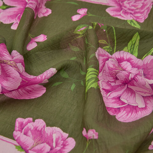 Pine Scent Peony Print Tencel Scarf