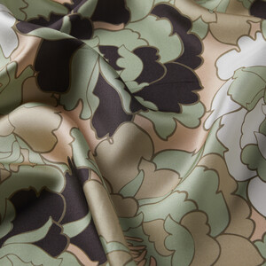 Pine Scent Peony Twill Silk Scarf - Thumbnail