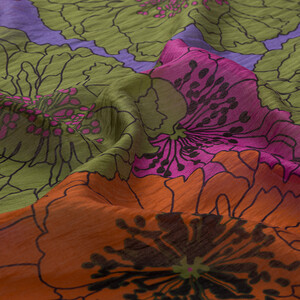 Pine Scent Purple Hydrangea Print Tencel Scarf - Thumbnail