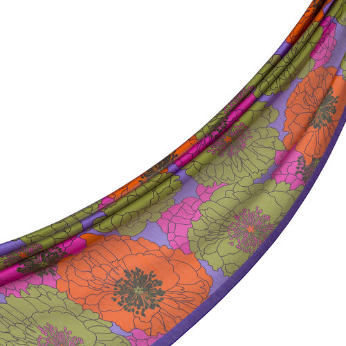 Pine Scent Purple Hydrangea Print Tencel Scarf
