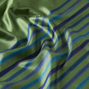 Pine Scent Thin Striped Silk Scarf - Thumbnail