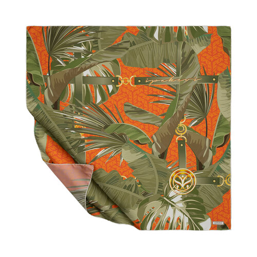 Pine Scent Tropical Monogram Twill Silk Scarf
