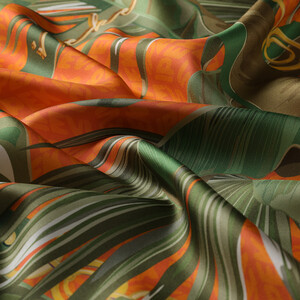 Pine Scent Tropical Monogram Twill Silk Scarf - Thumbnail