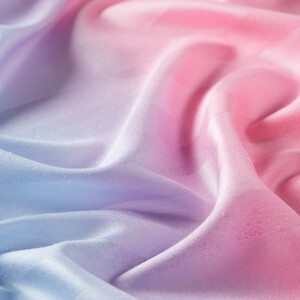 Pink Baby Blue Mono Striped Gradient Silk Scarf - Thumbnail